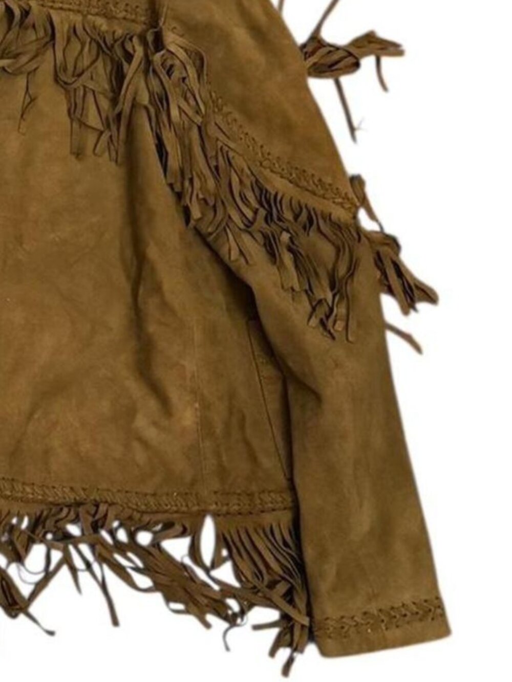 Kate Moss for Topshop Suede Fringe Jacket Brown Western Boho Rare US 2 UK 6 - Picture 4 of 6